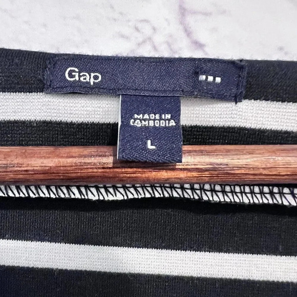 Gap Navy White Striped Fit and Flare Stretch Jersey Dress Large - Picture 6 of 8